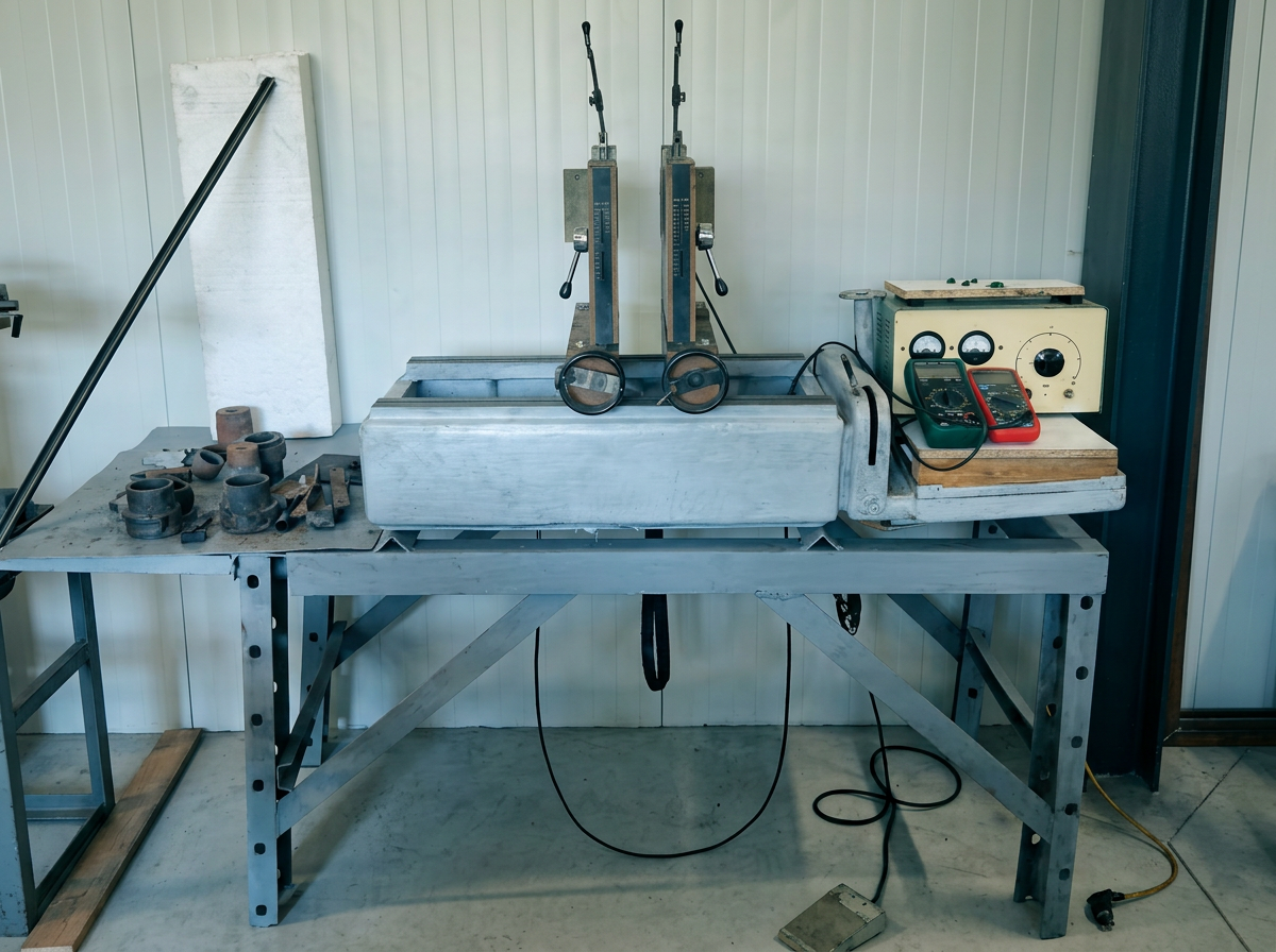 The dynamic balancing machine in the ELKOM workshop