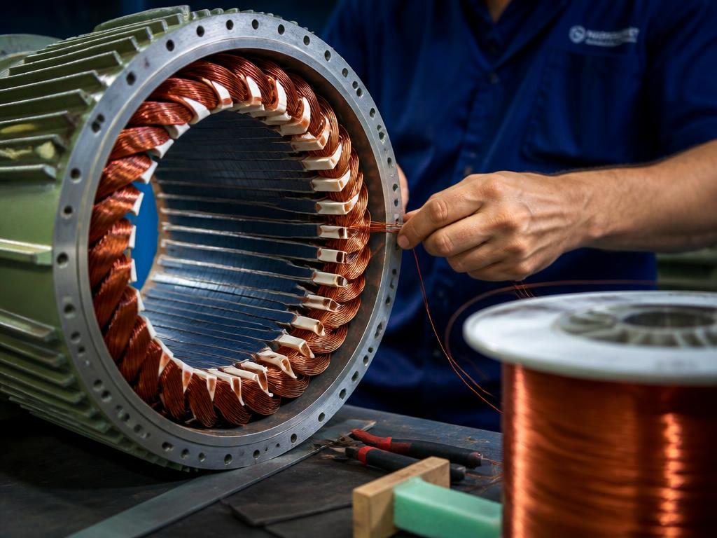 Rewinding of an electric motor rotor with copper winding